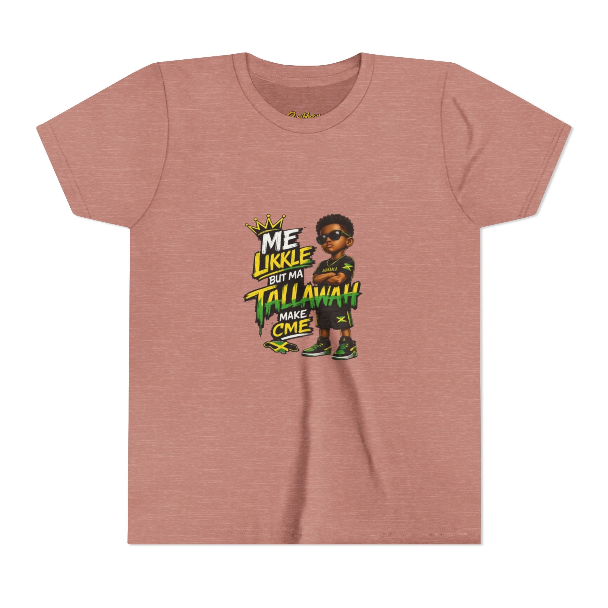 Youth Tee — "Me Likkle But Mi Talk A Wahn Make A Cme" Jamaican Kids Graphic T‑Shirt
