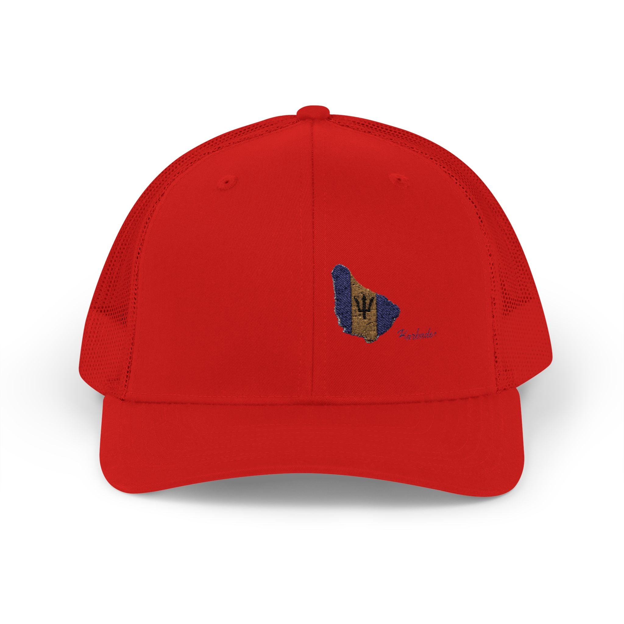 Barbados Flag Outline Snapback Trucker Cap — Glitter Map Patch