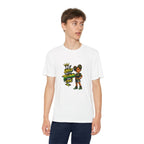 Youth Competitor Tee - 'Mi Likkle But Me Tall Mana' Caribbean Kid Graphic Shirt