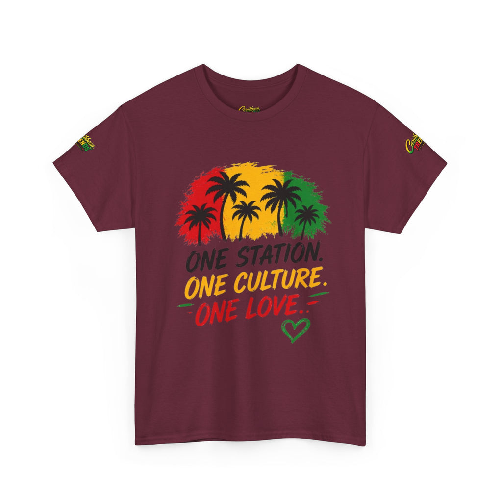 One Station One Culture One Love Men T-Shirt — Reggae Palm Tree Rasta Graphic Tee