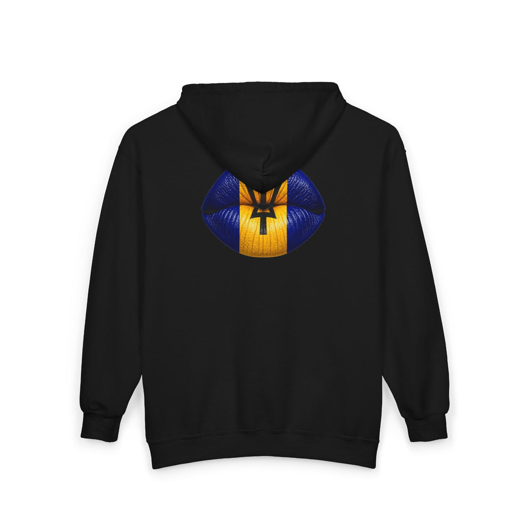 Barbados Flag Lip Print Zip Hoodie