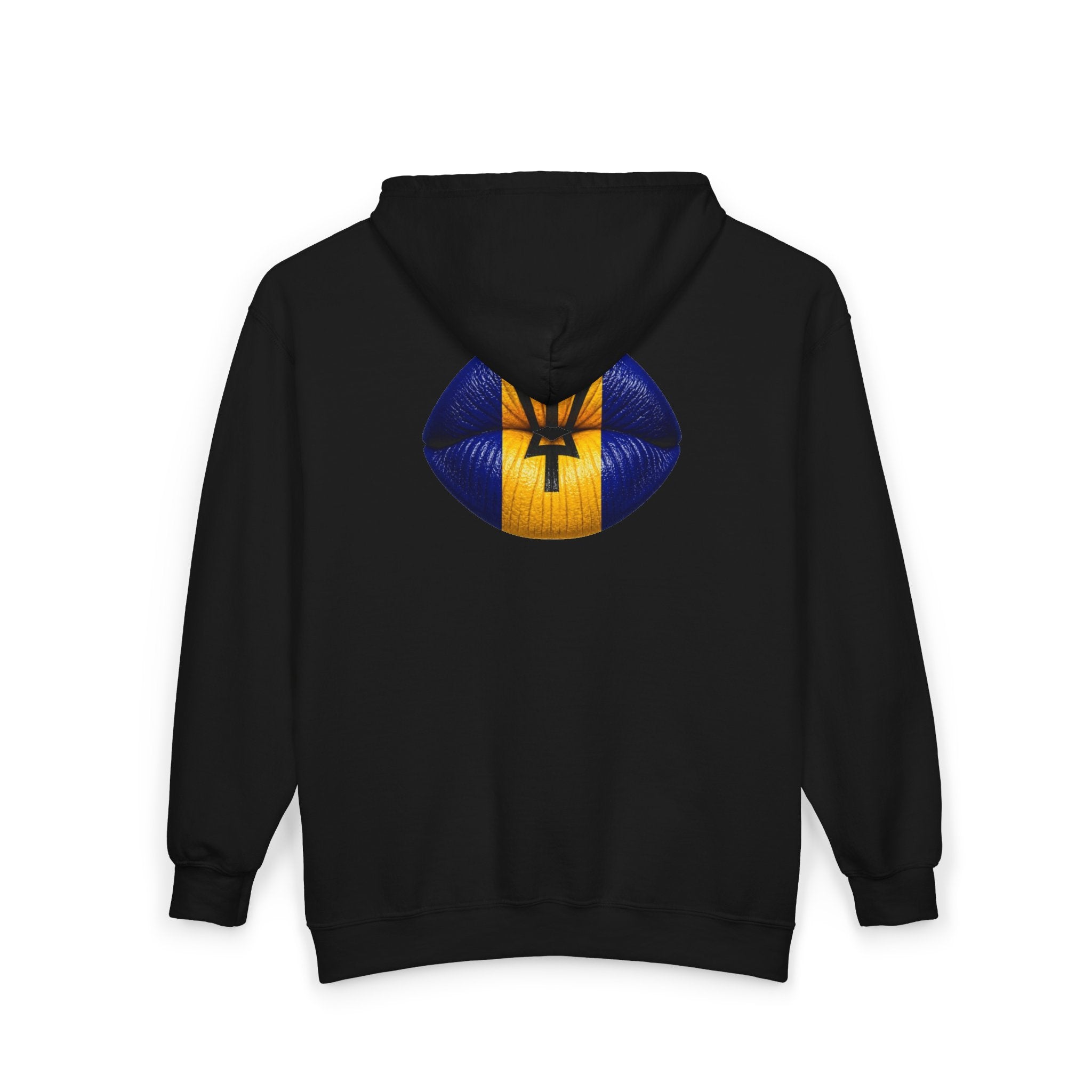 Barbados Flag Lip Print Zip Hoodie