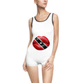 Vintage Red Kiss Swimsuit – Trinidad & Tobago Flag Lip Print One-Piece