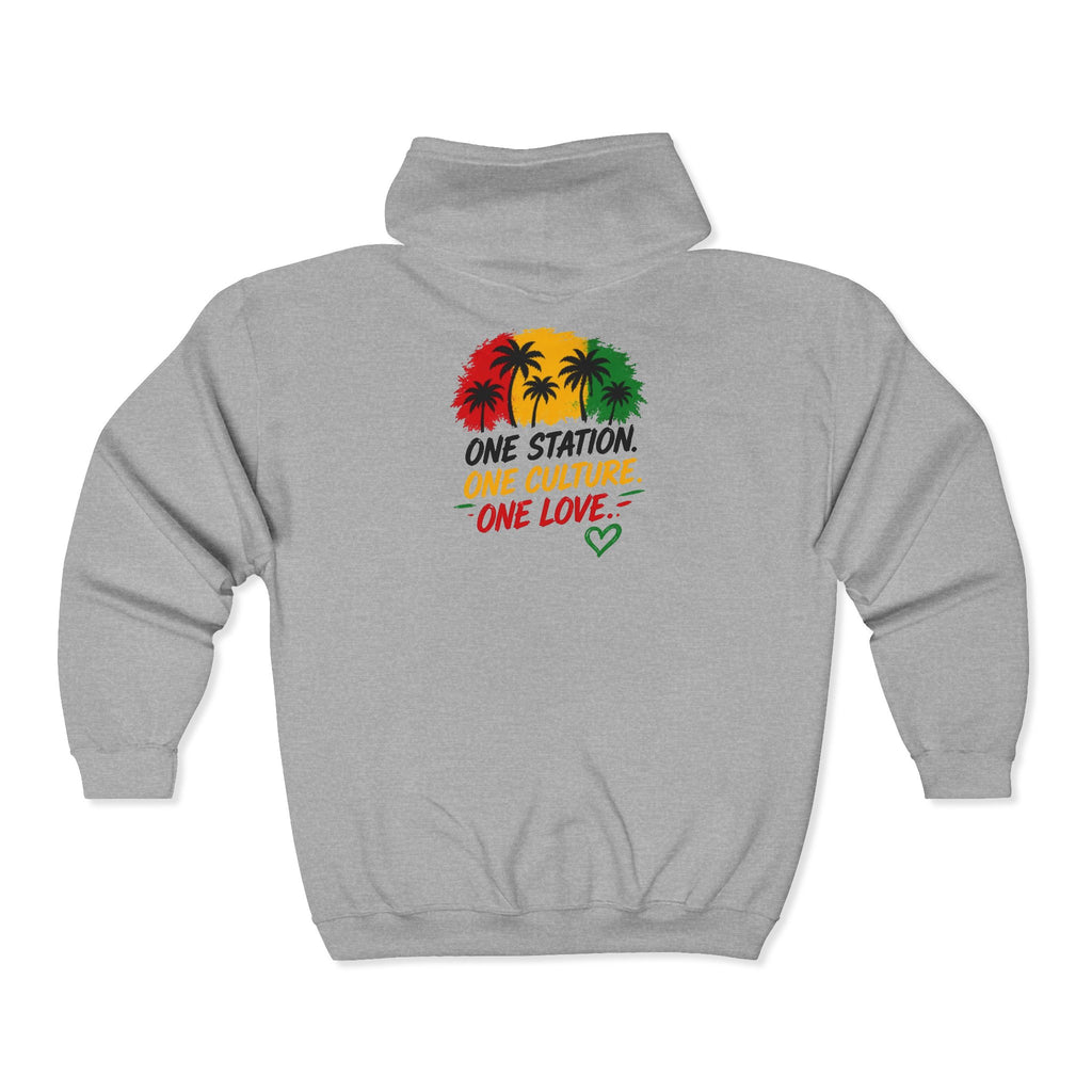 Rasta Palm Zip Hoodie – "One Nation, One Love" Tropical Zip-Up Men Hoodies