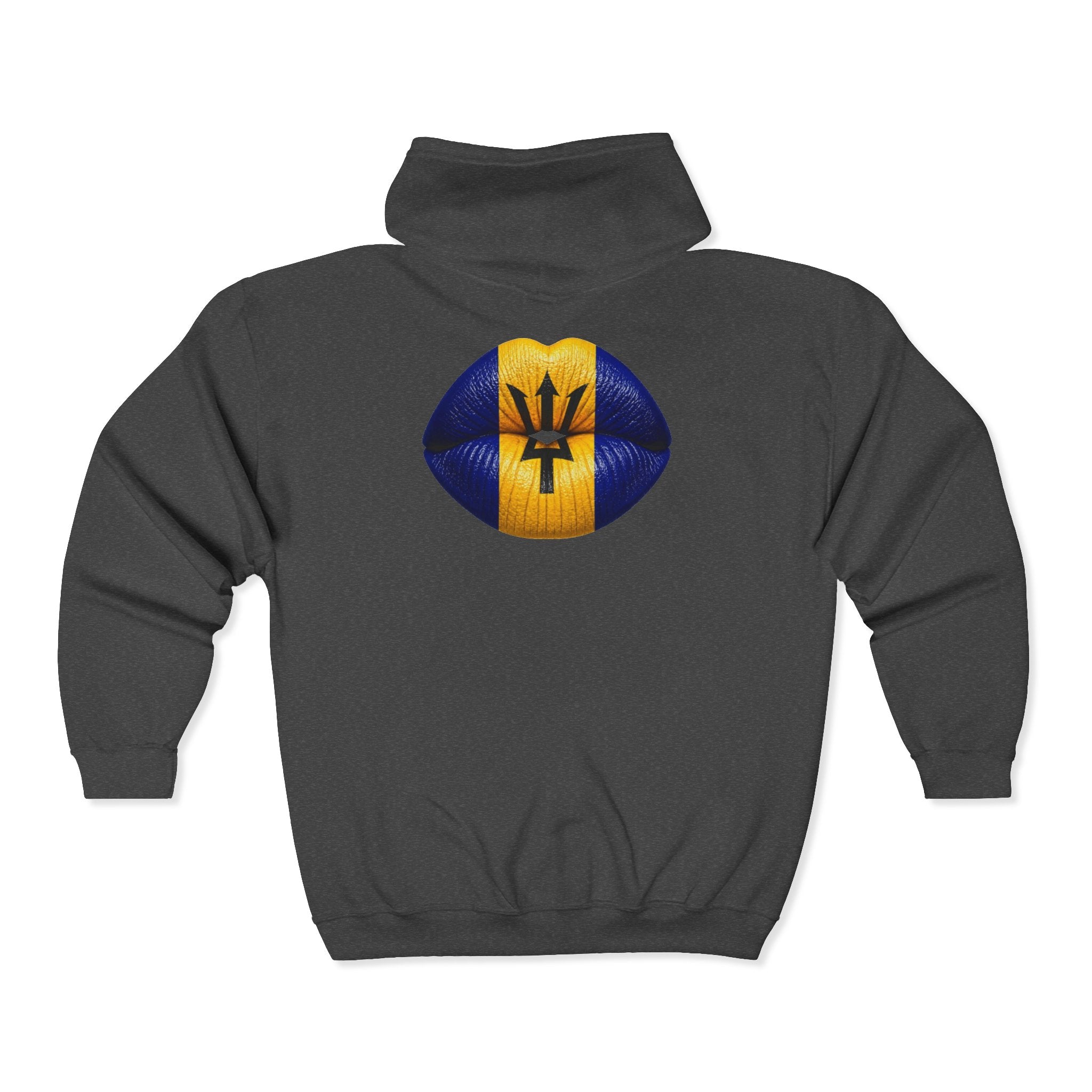 Barbados Flag Lip Print Zip Hoodie