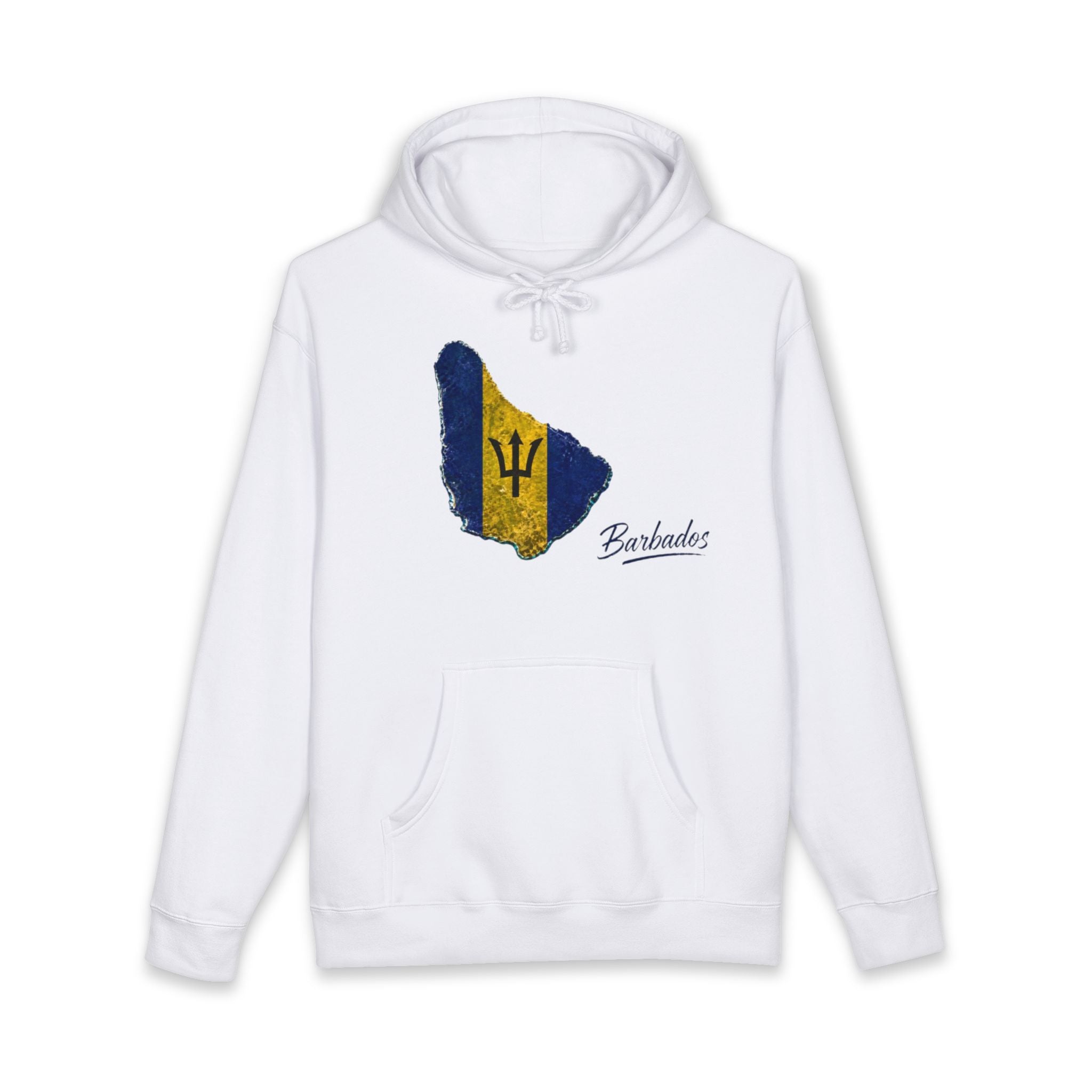 Barbados Flag Map Men Hoodie — Vintage Island Pride Pullover