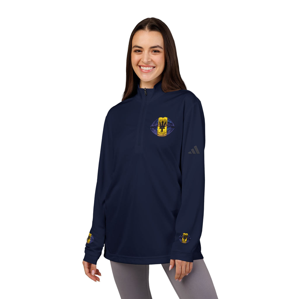 Embroidered Quarter-Zip Pullover — White Athletic Golf Top