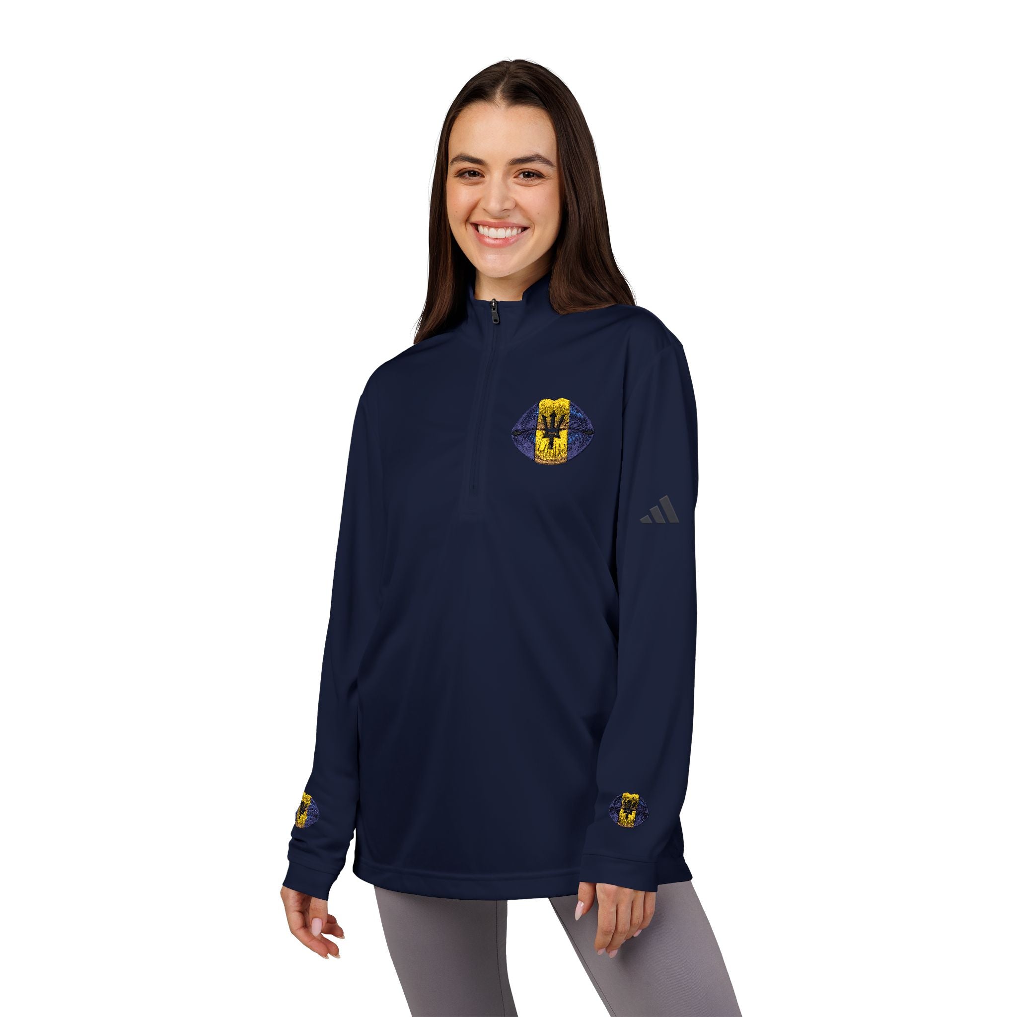Embroidered Quarter-Zip Pullover — White Athletic Golf Top