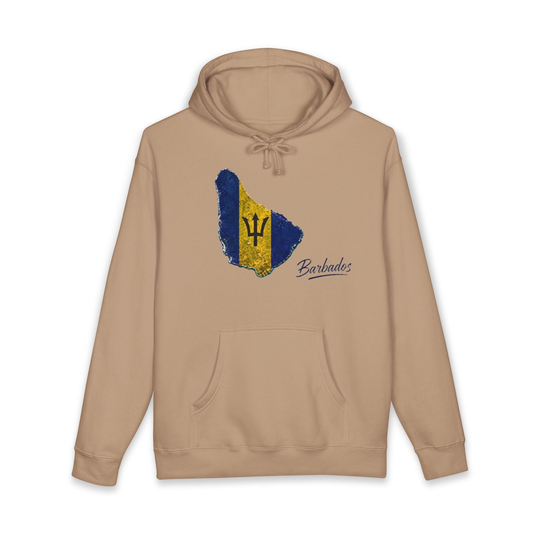 Barbados Flag Map Men Hoodie — Vintage Island Pride Pullover