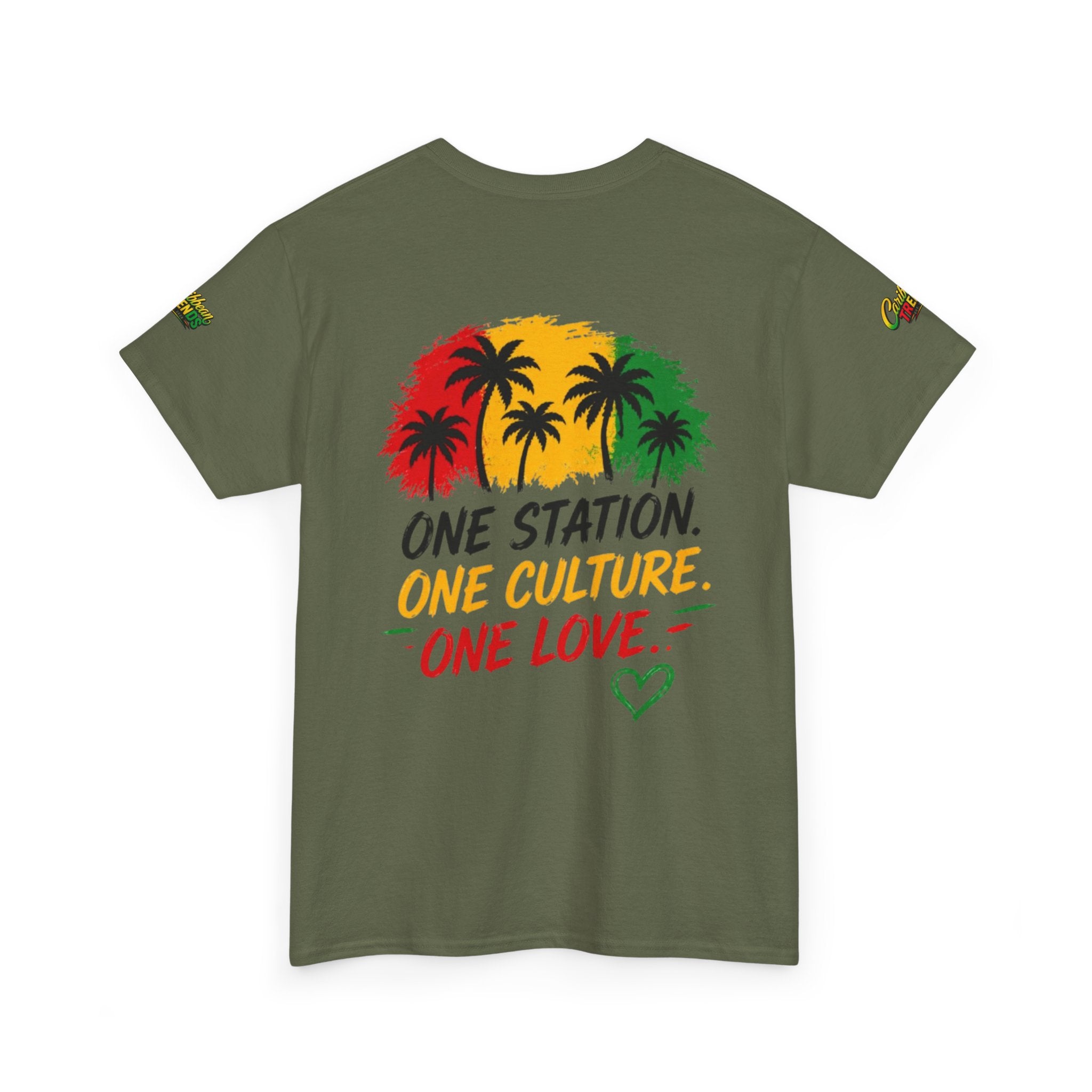One Station One Culture One Love Men T-Shirt — Reggae Palm Tree Rasta Graphic Tee