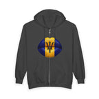 Barbados Flag Lip Print Zip Hoodie