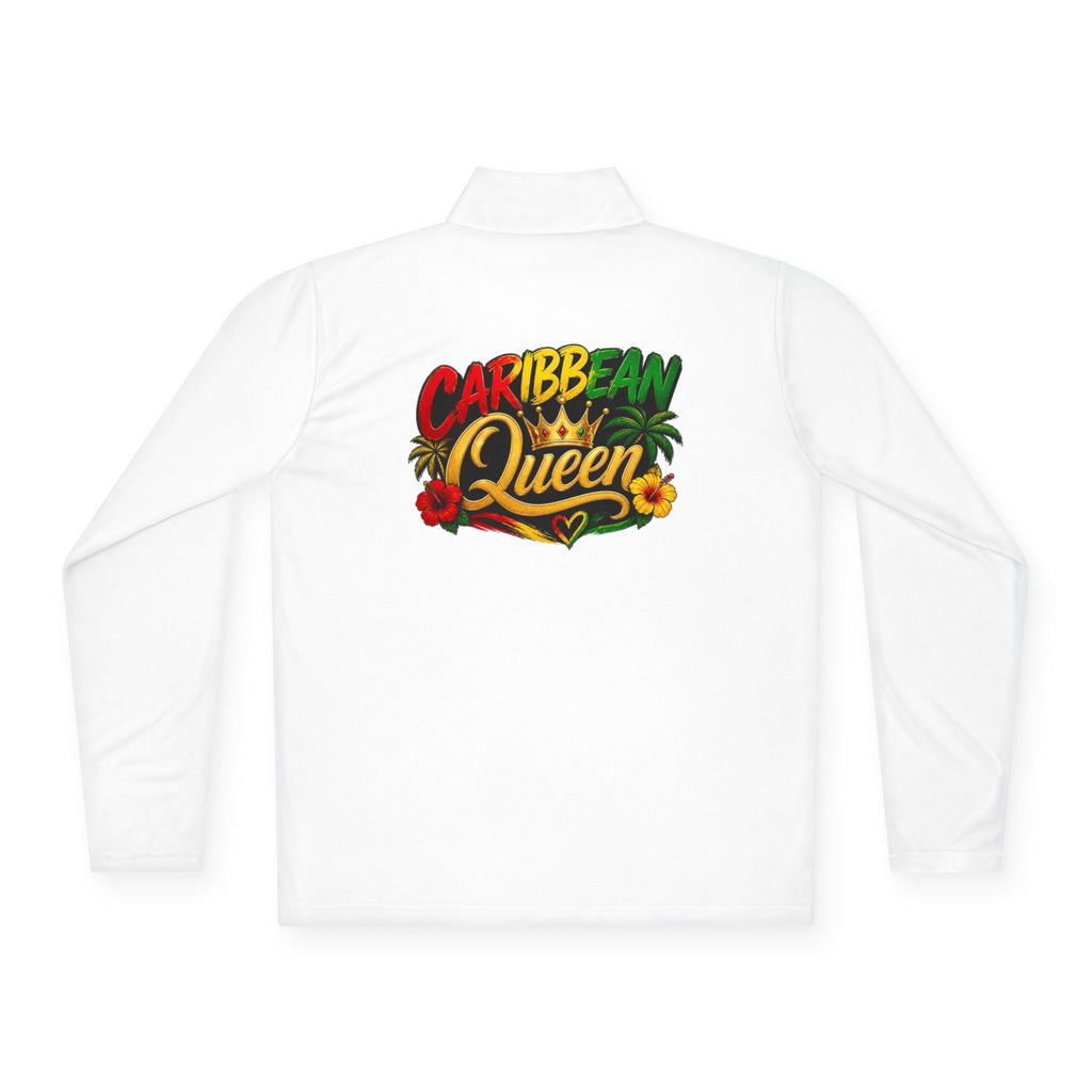 Quarter-Zip Pullover — "Caribbean Queen" Tropical Graphic Pullover