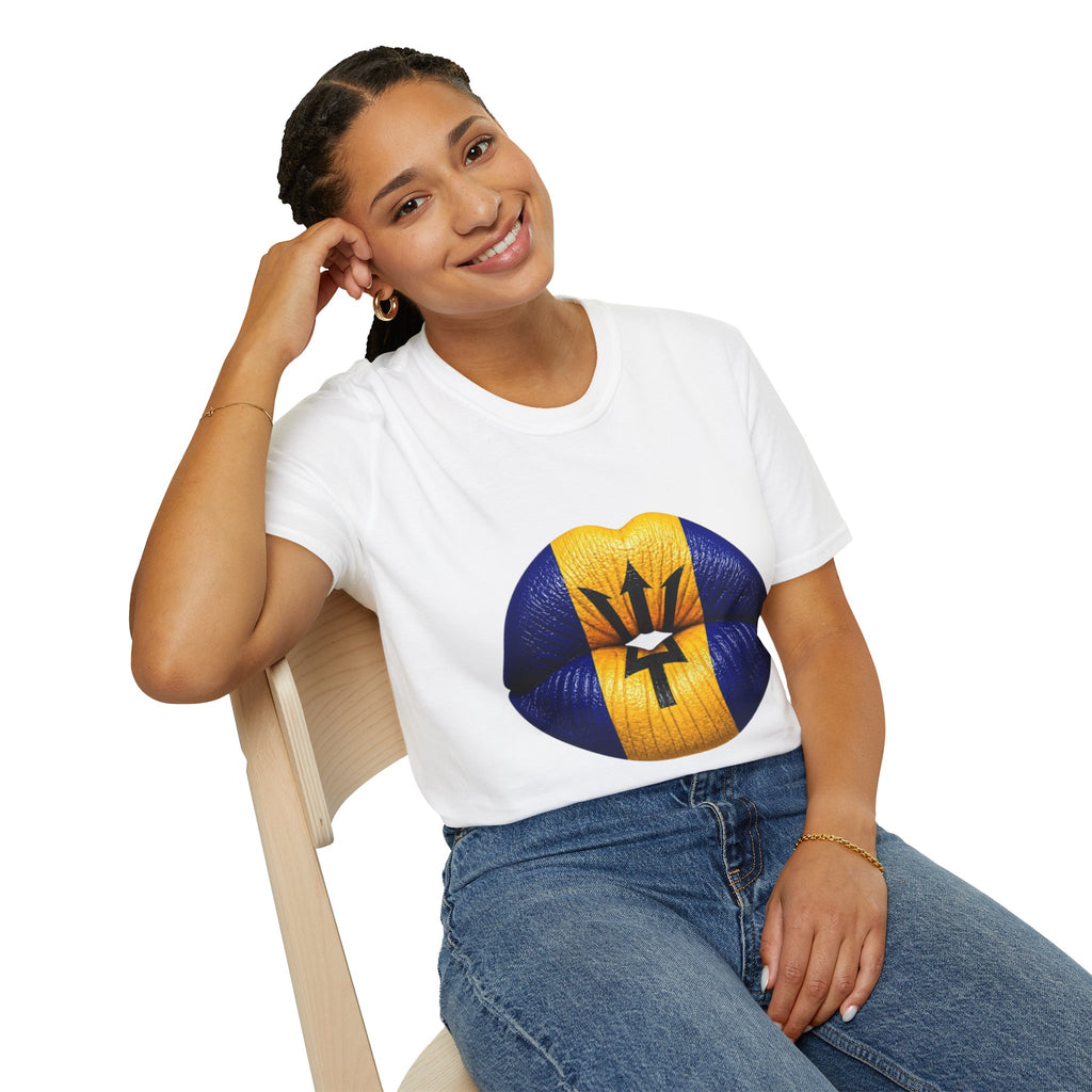 Barbados Flag Lip Print T-Shirt