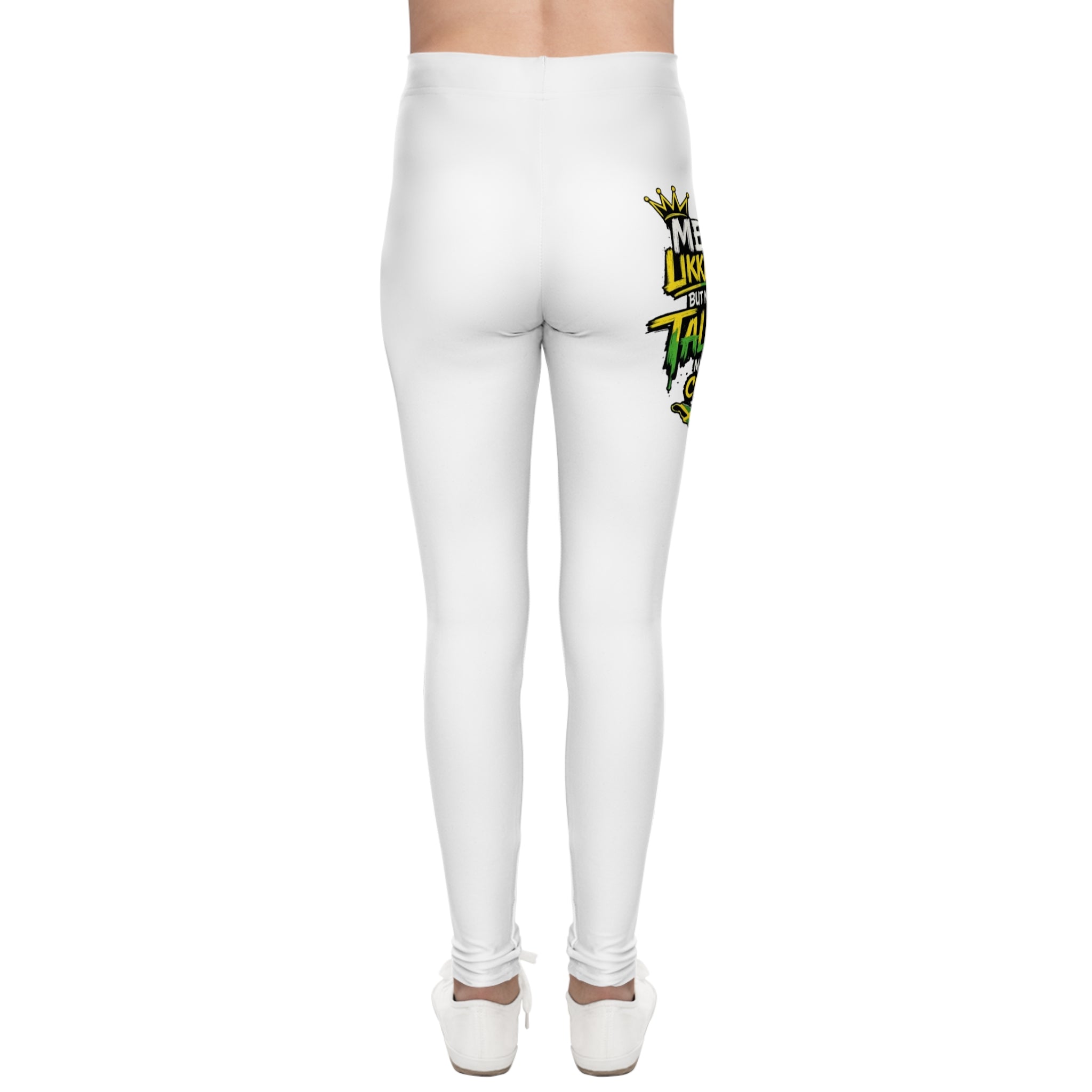Youth Graphic Leggings — 'Me Likkle But Tallawah' Jamaican Kid Design