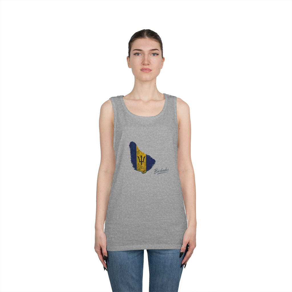 Barbados Flag Men Outline Tank — Island Pride Barbados Graphic Tank Top