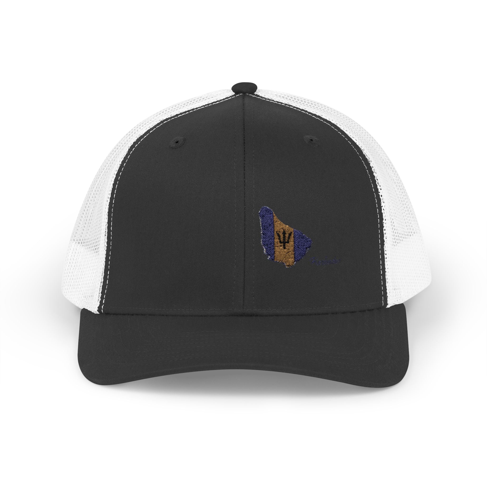 Barbados Flag Outline Snapback Trucker Cap — Glitter Map Patch