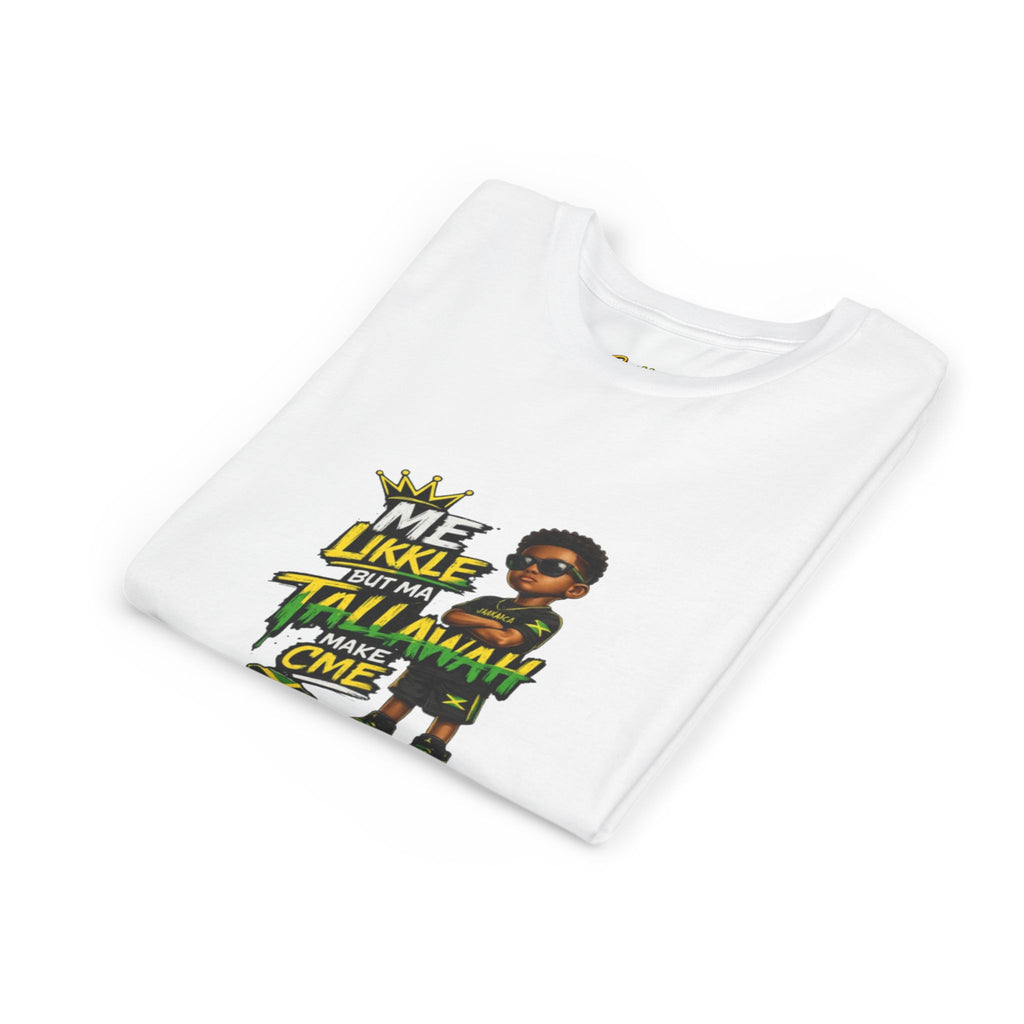 Youth Tee — "Me Likkle But Mi Talk A Wahn Make A Cme" Jamaican Kids Graphic T‑Shirt