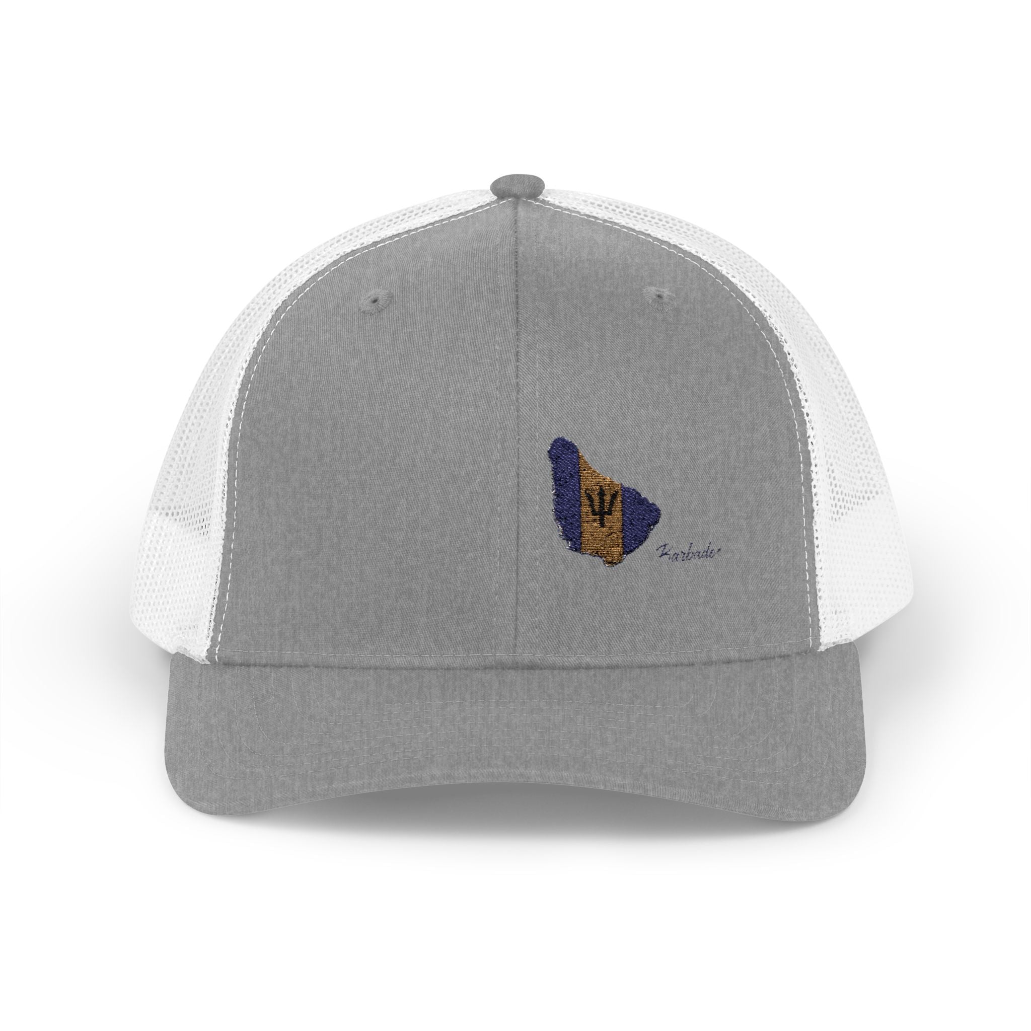 Barbados Flag Outline Snapback Trucker Cap — Glitter Map Patch