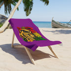 Caribbean Queen Beach Towel – Tropical Rasta Colors, Floral Island Vibe
