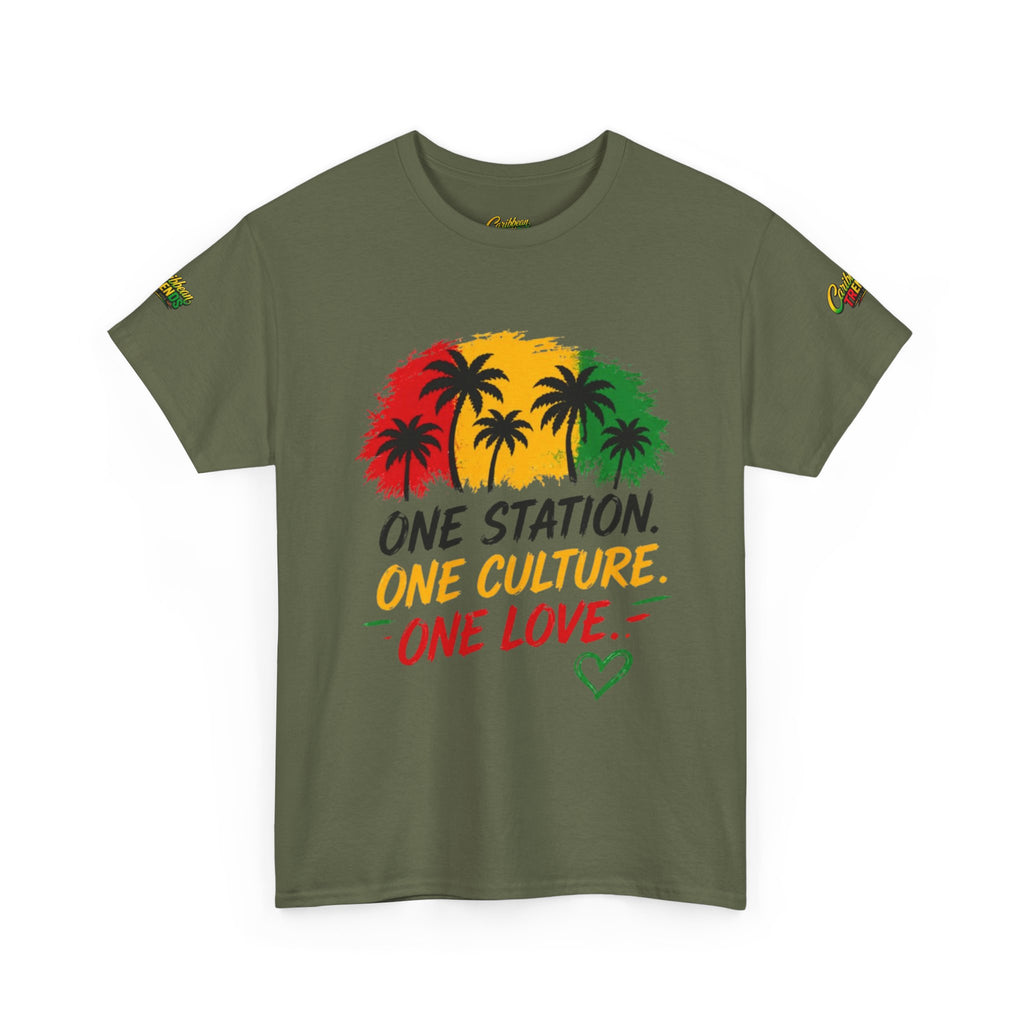 One Station One Culture One Love Men T-Shirt — Reggae Palm Tree Rasta Graphic Tee