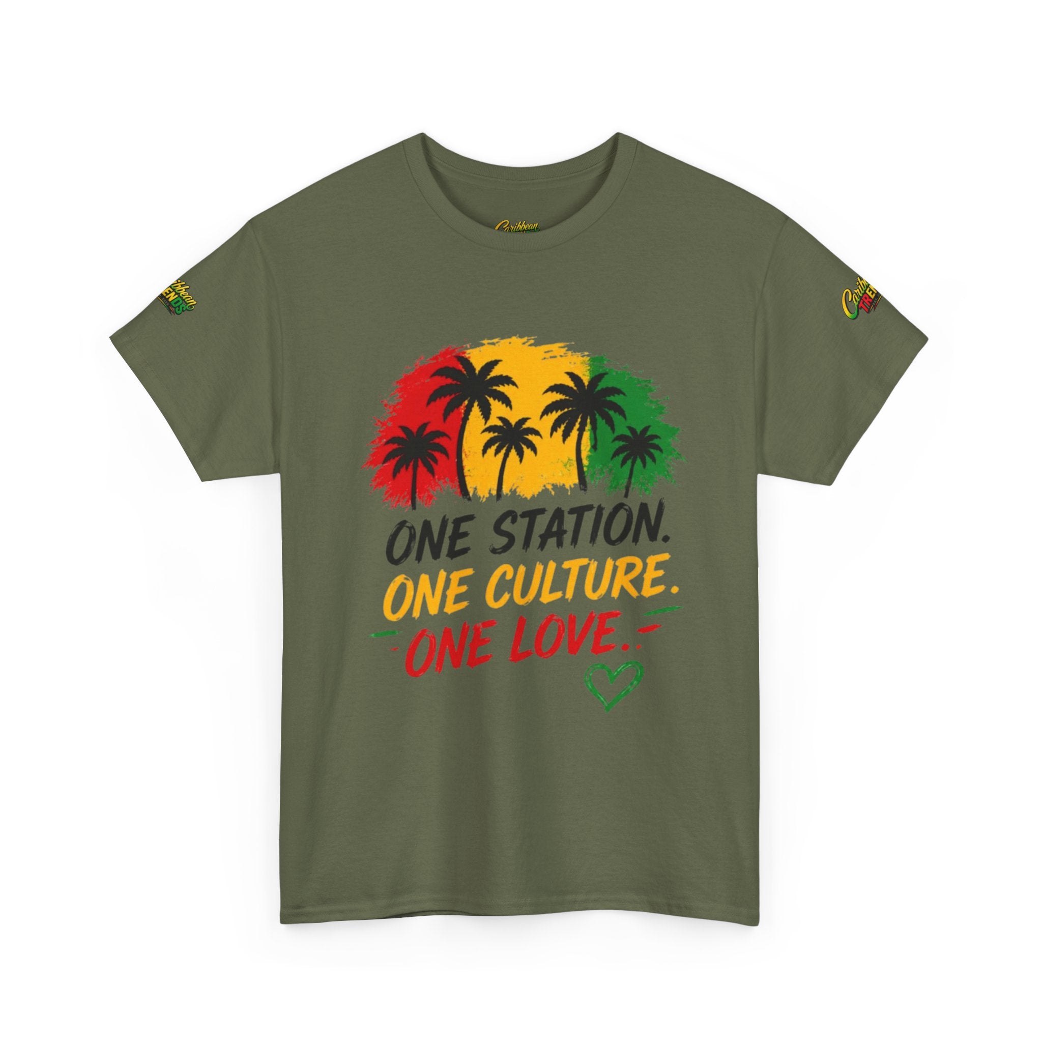 One Station One Culture One Love Men T-Shirt — Reggae Palm Tree Rasta Graphic Tee