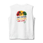 Reggae Palm Men Tank Top — "One Station. One Culture. One Love." Rasta Graphic Muscle Tee