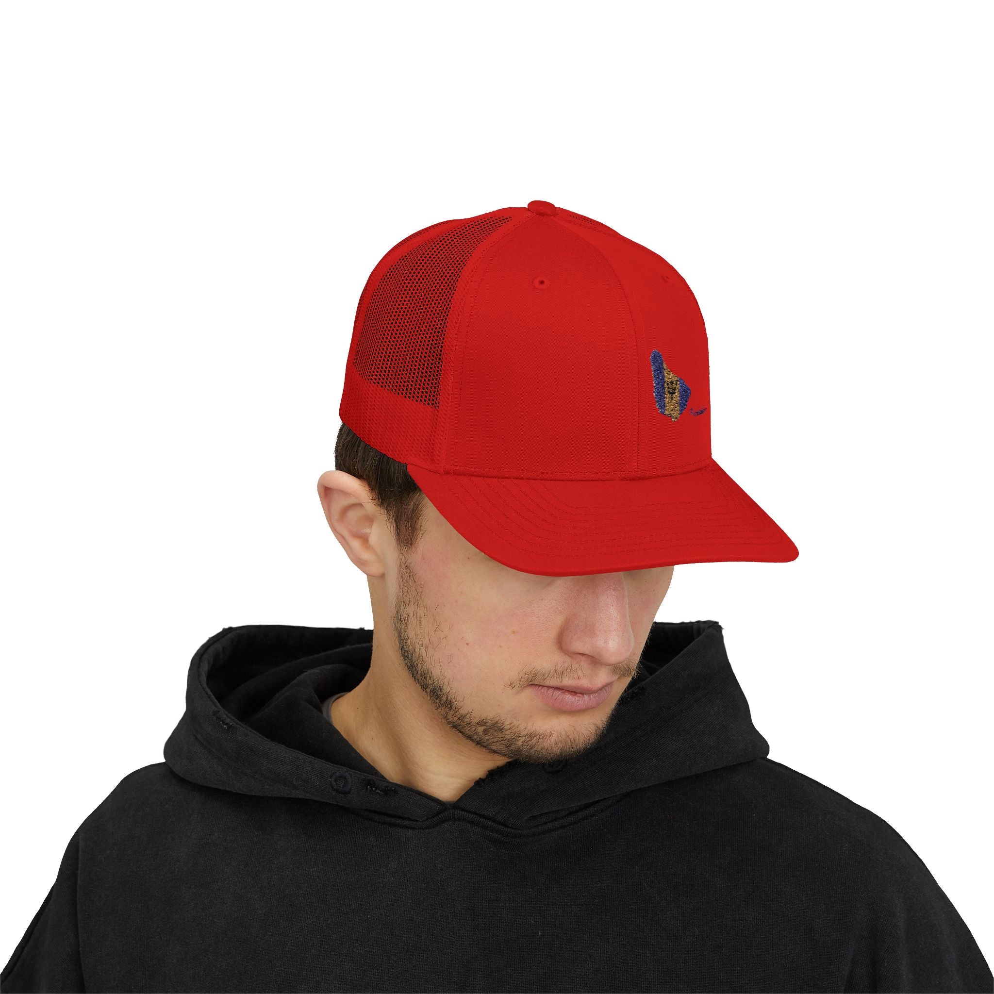 Barbados Flag Outline Snapback Trucker Cap — Glitter Map Patch