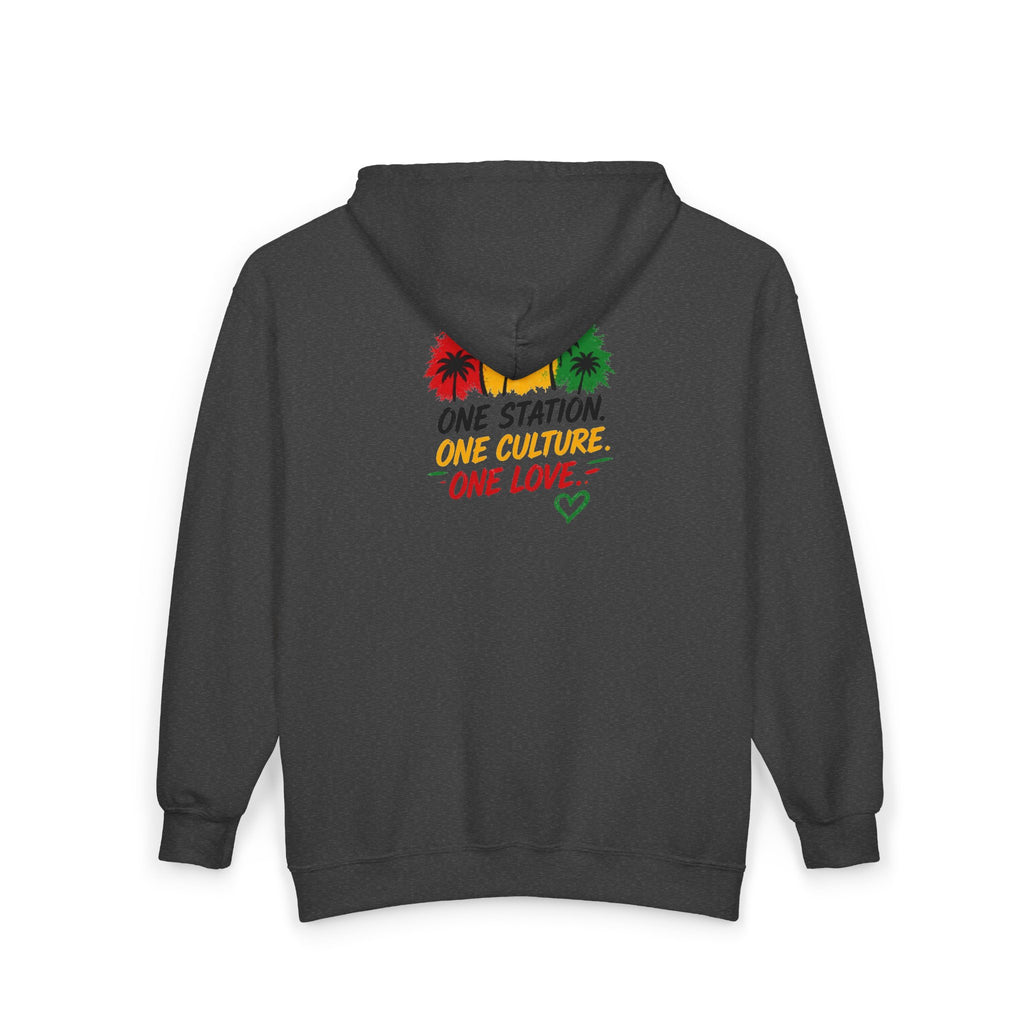 Rasta Palm Zip Hoodie – "One Nation, One Love" Tropical Zip-Up Men Hoodies