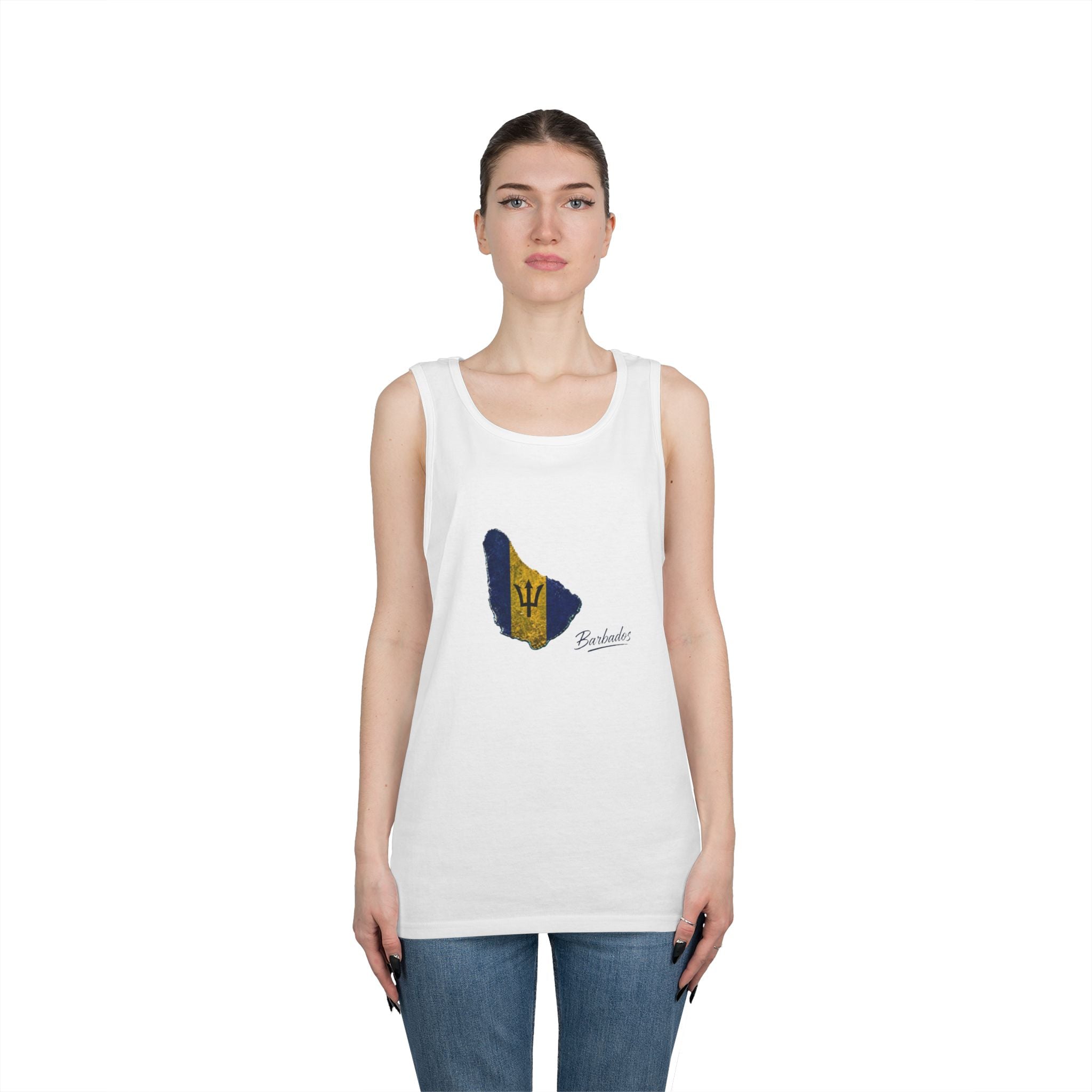 Barbados Flag Men Outline Tank — Island Pride Barbados Graphic Tank Top