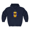 Barbados Flag Lip Print Zip Hoodie