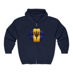 Barbados Flag Lip Print Zip Hoodie