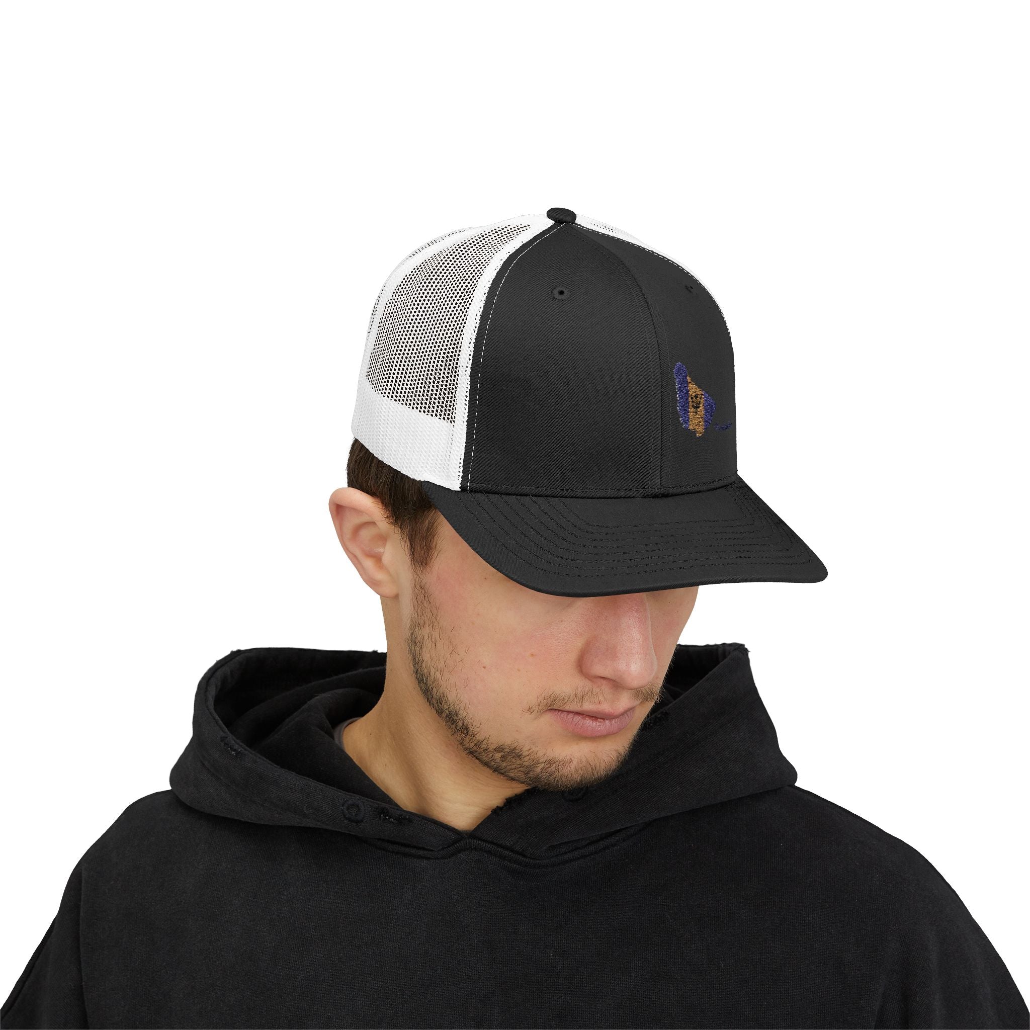 Barbados Flag Outline Snapback Trucker Cap — Glitter Map Patch
