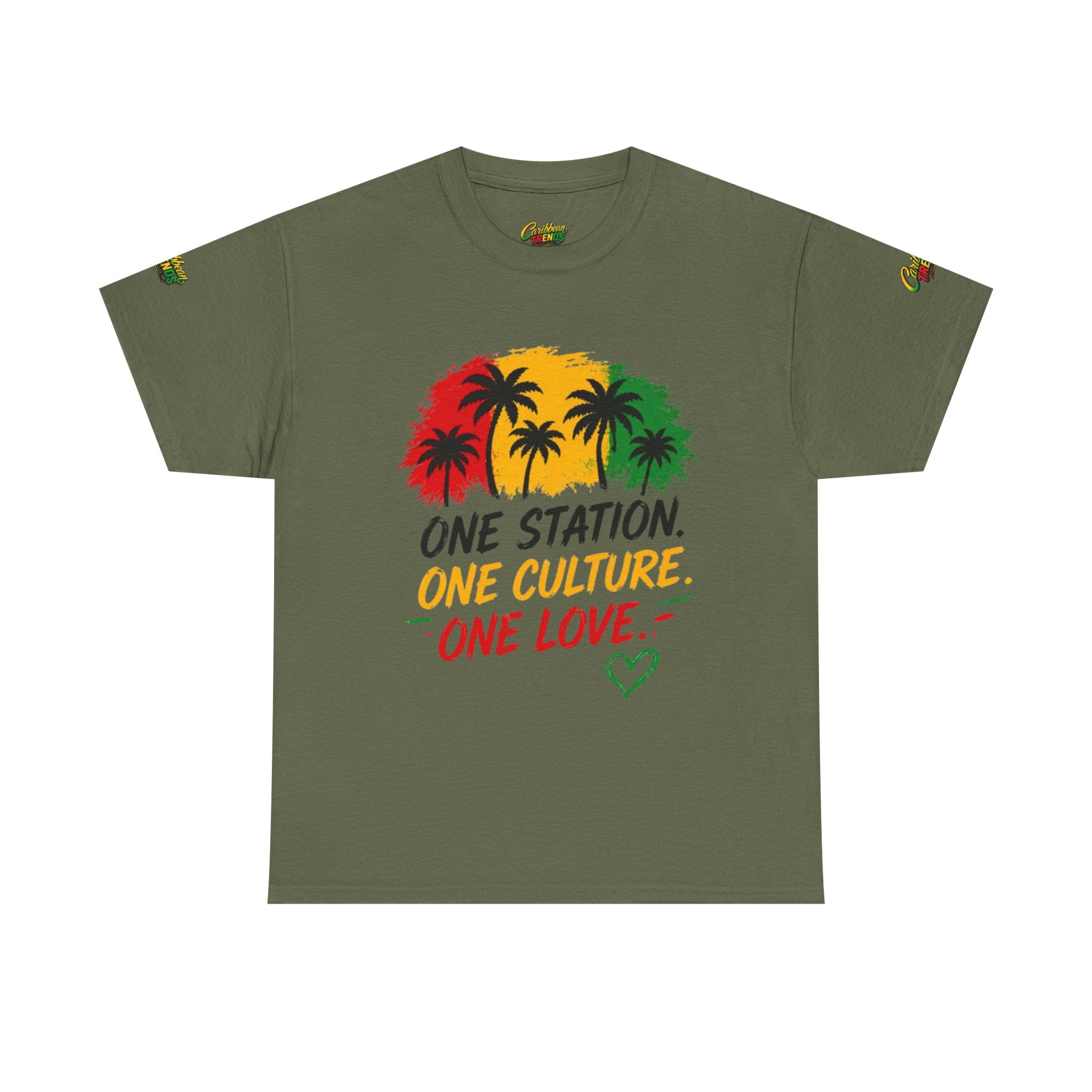 One Station One Culture One Love Men T-Shirt — Reggae Palm Tree Rasta Graphic Tee