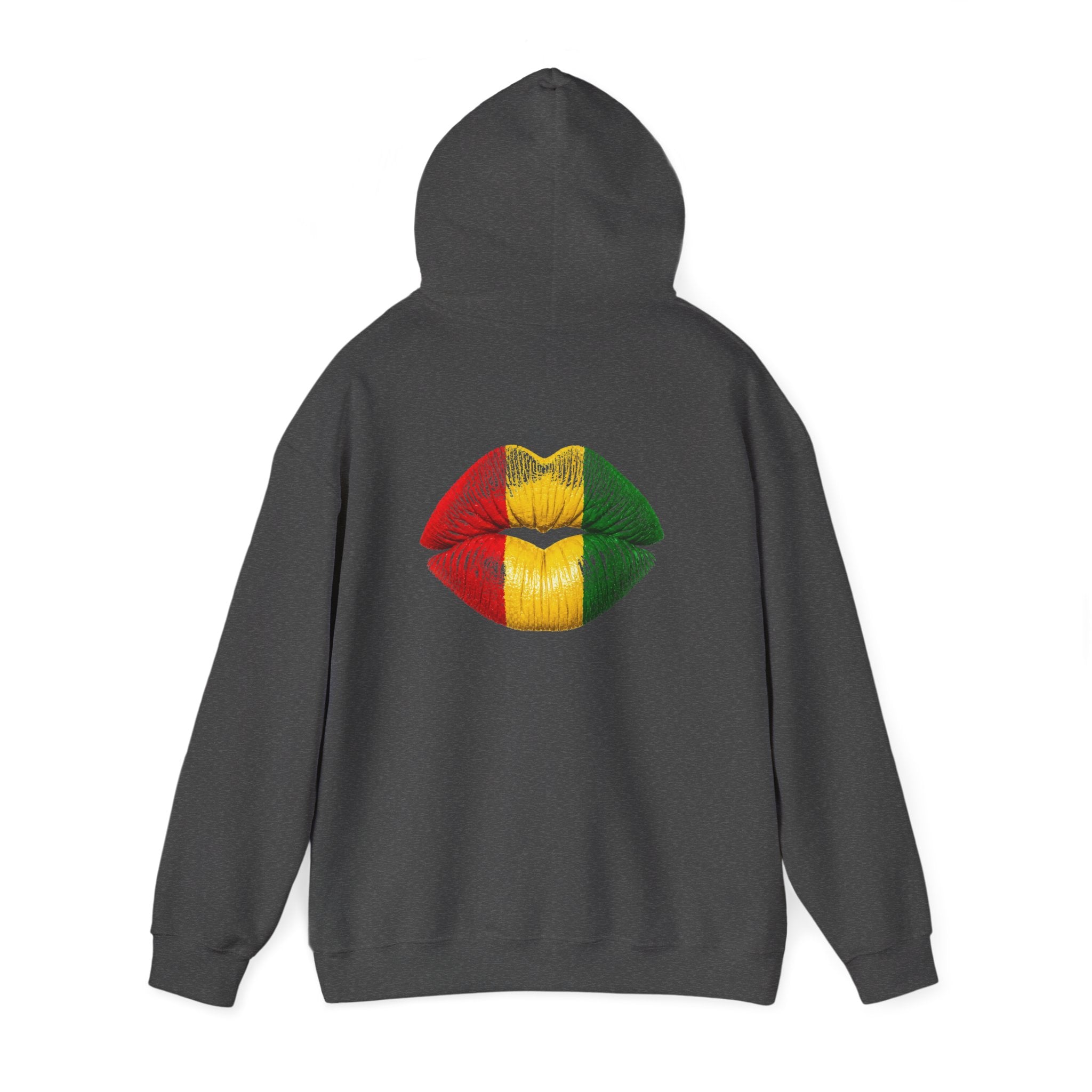 Flag Lip Print Hoodie — Ghana Flag Kiss Graphic Hooded Sweatshirt