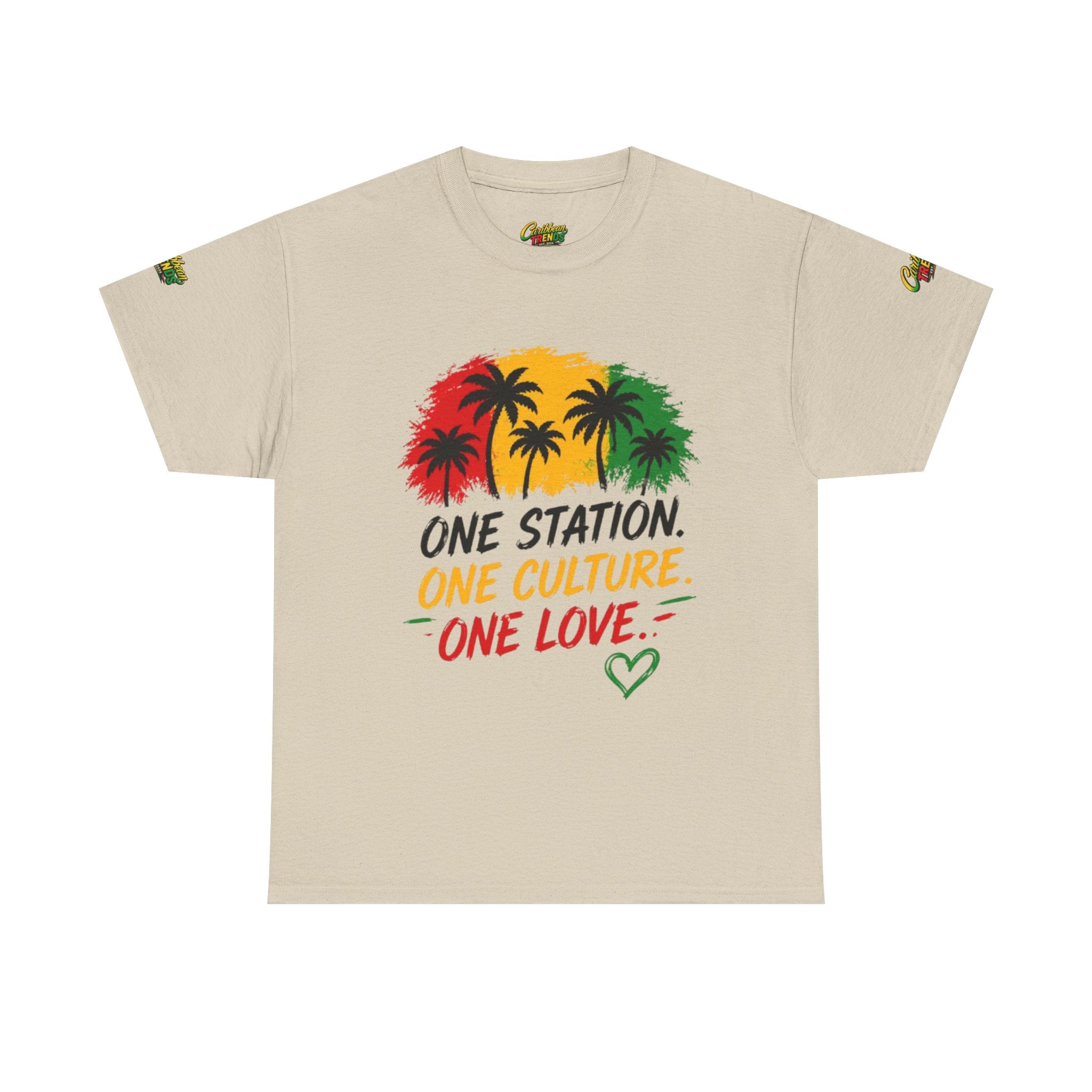 One Station One Culture One Love Men T-Shirt — Reggae Palm Tree Rasta Graphic Tee