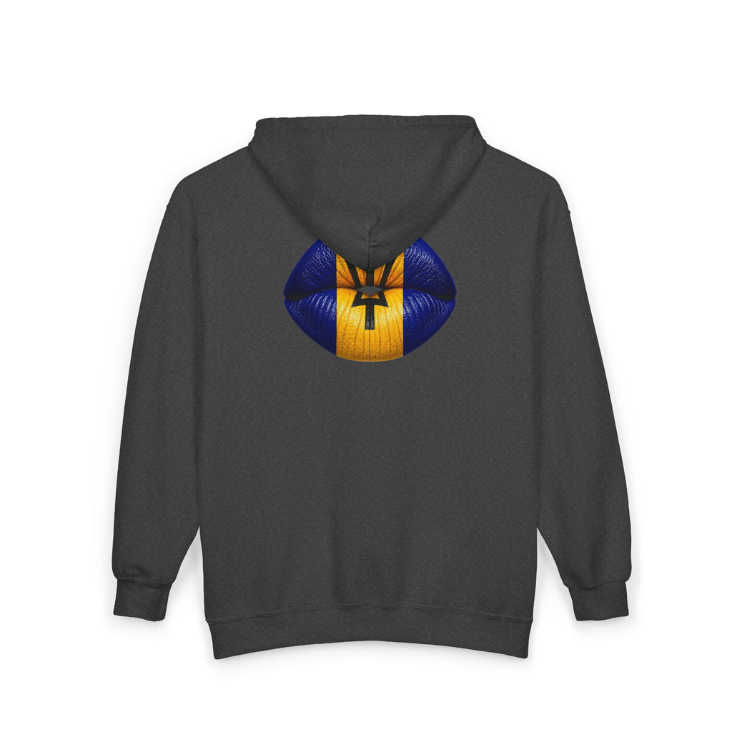 Barbados Flag Lip Print Zip Hoodie