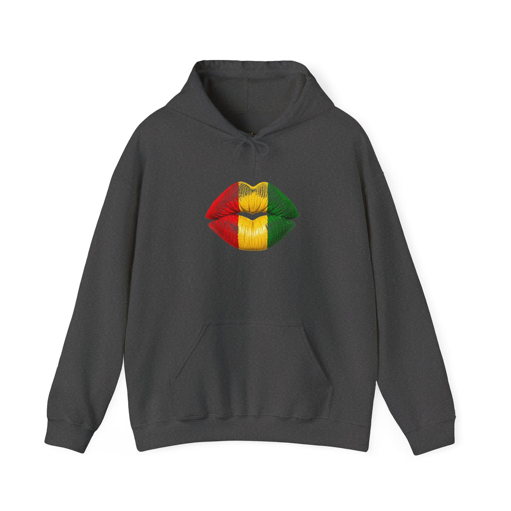 Flag Lip Print Hoodie — Ghana Flag Kiss Graphic Hooded Sweatshirt