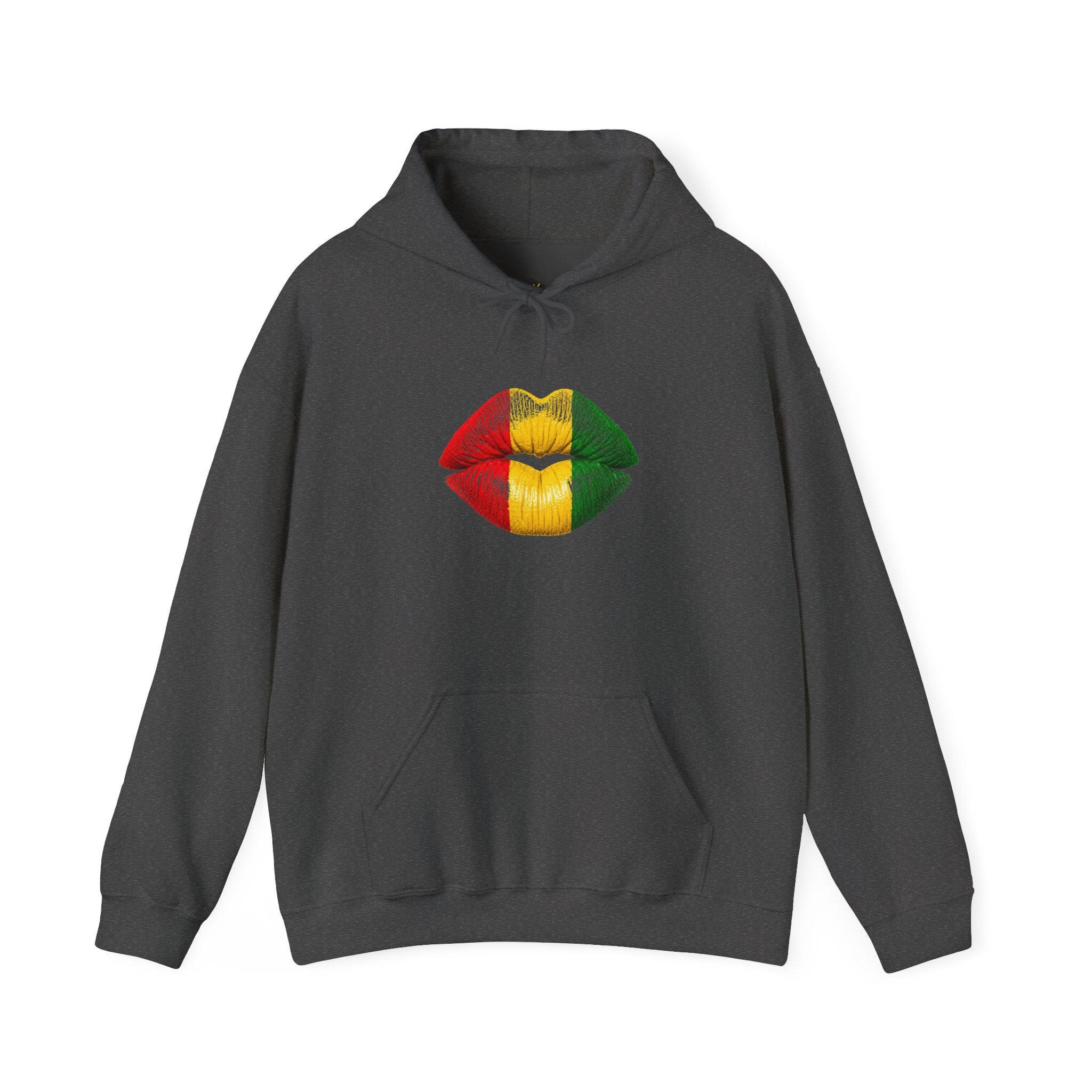 Flag Lip Print Hoodie — Ghana Flag Kiss Graphic Hooded Sweatshirt