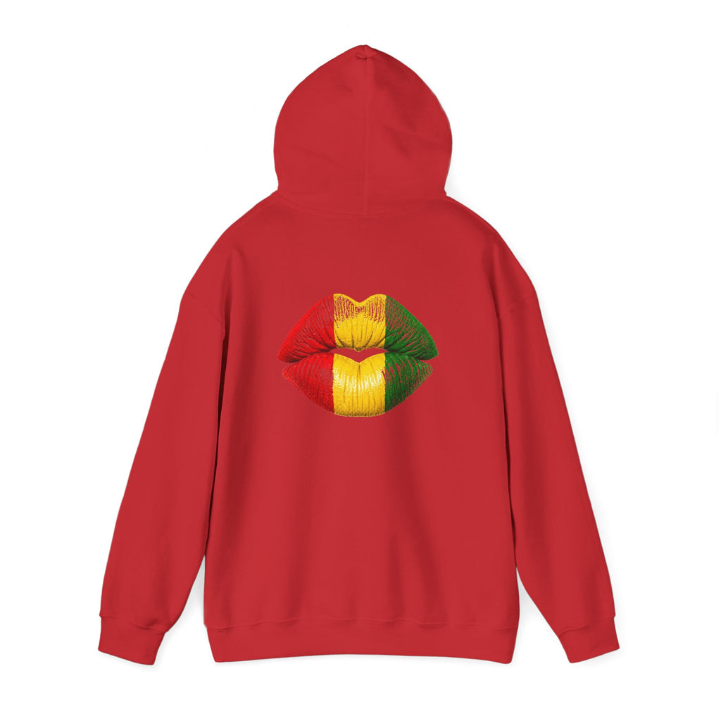 Flag Lip Print Hoodie — Ghana Flag Kiss Graphic Hooded Sweatshirt