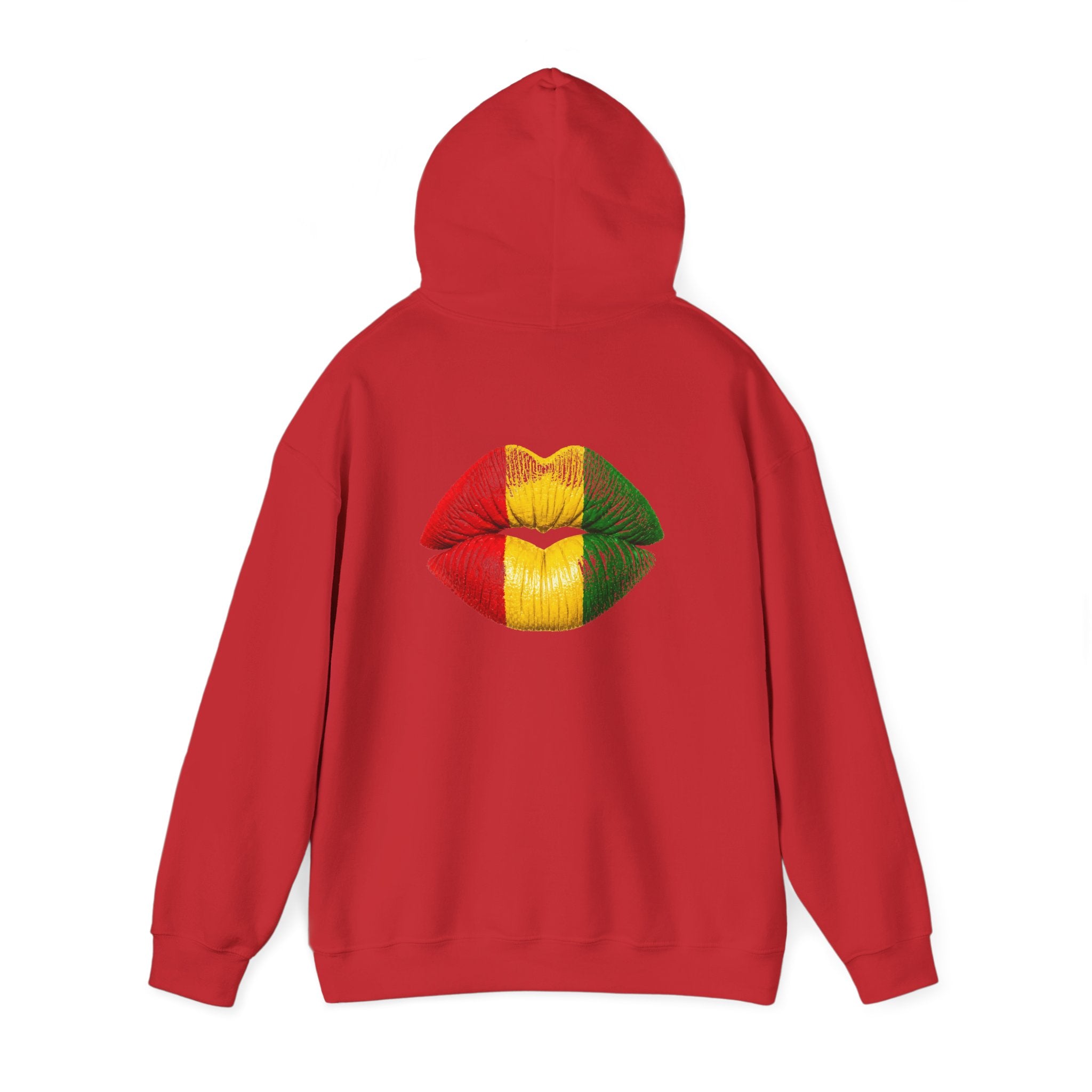 Flag Lip Print Hoodie — Ghana Flag Kiss Graphic Hooded Sweatshirt