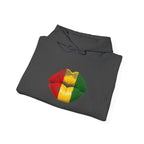 Flag Lip Print Hoodie — Ghana Flag Kiss Graphic Hooded Sweatshirt