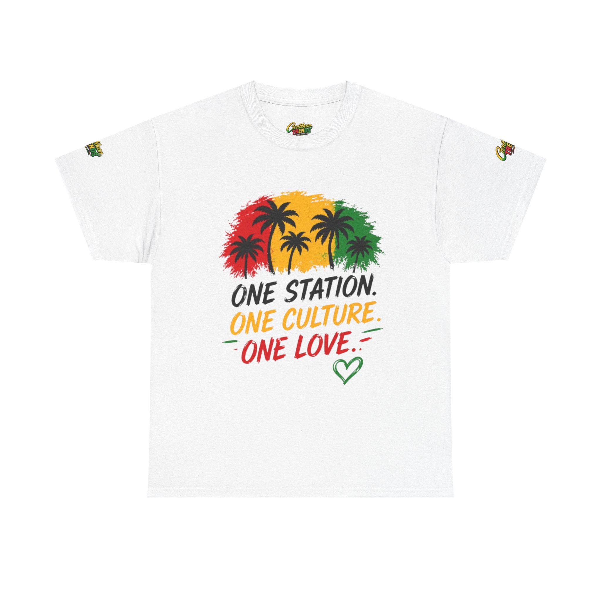 One Station One Culture One Love Men T-Shirt — Reggae Palm Tree Rasta Graphic Tee