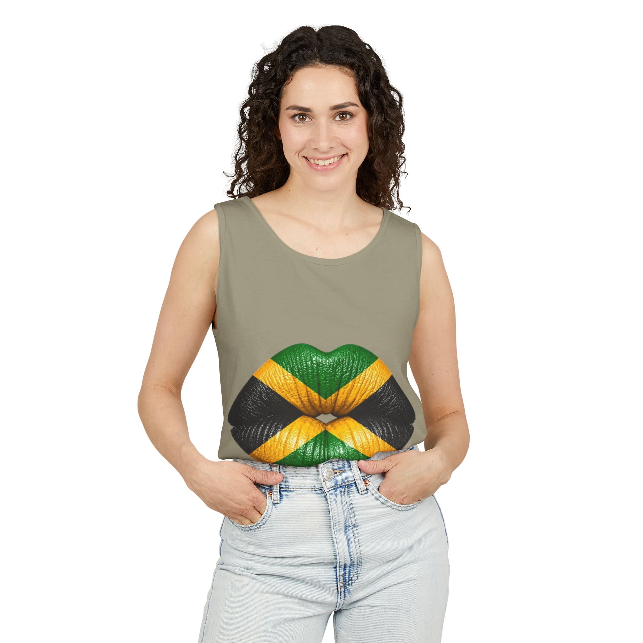 Jamaica Flag Kiss Tank Top — Jamaican Pride Lip Print