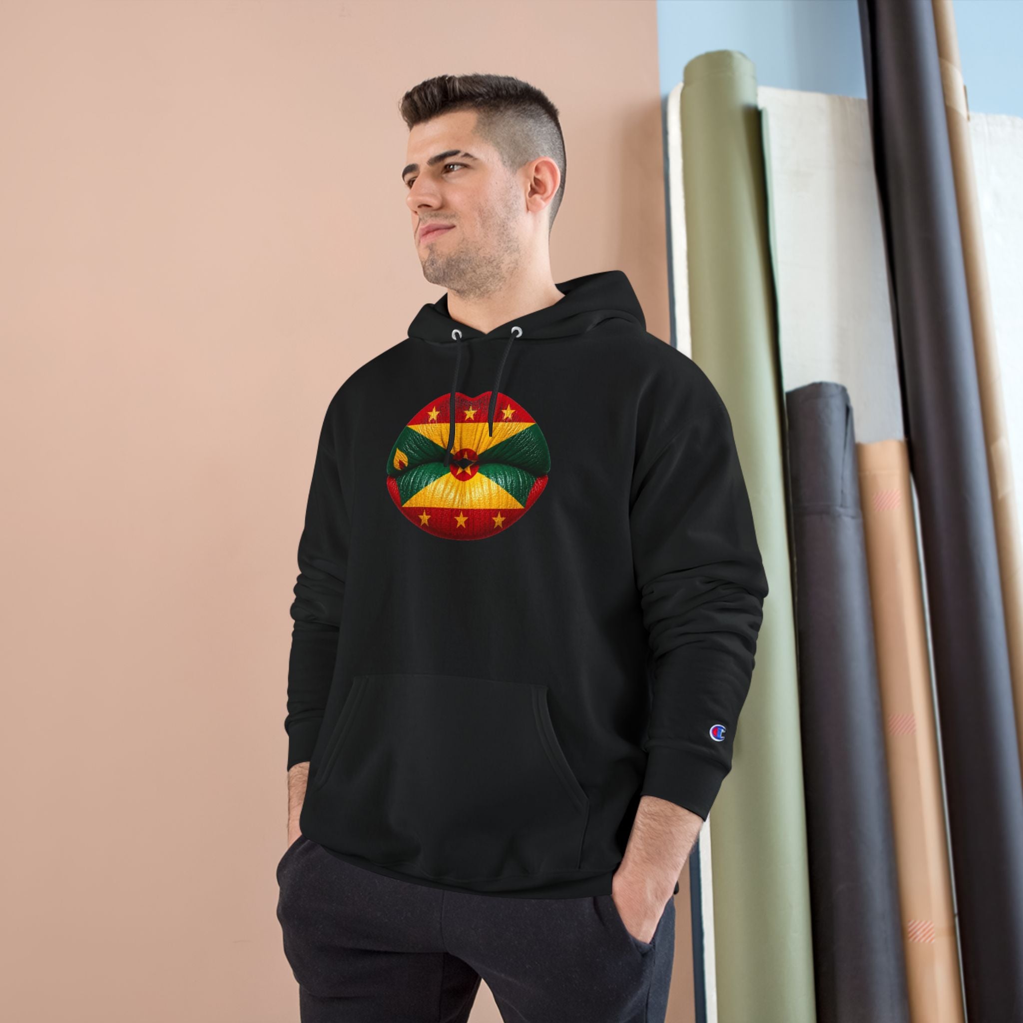 Grenada Flag Lips Hoodie — Bold Caribbean Pride Pullover