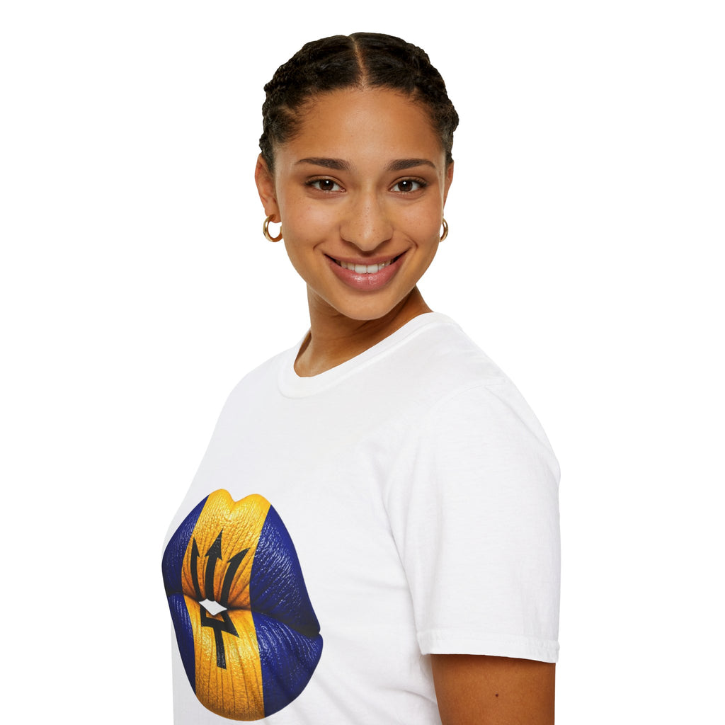 Barbados Flag Lip Print T-Shirt