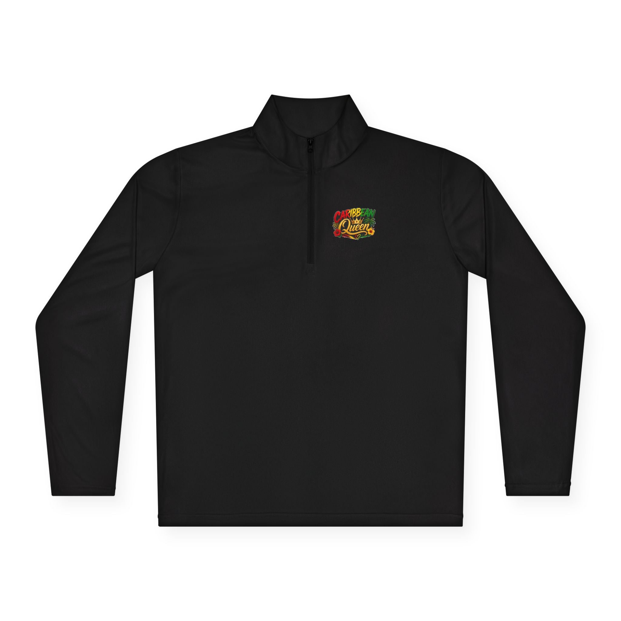 Quarter-Zip Pullover — "Caribbean Queen" Tropical Graphic Pullover