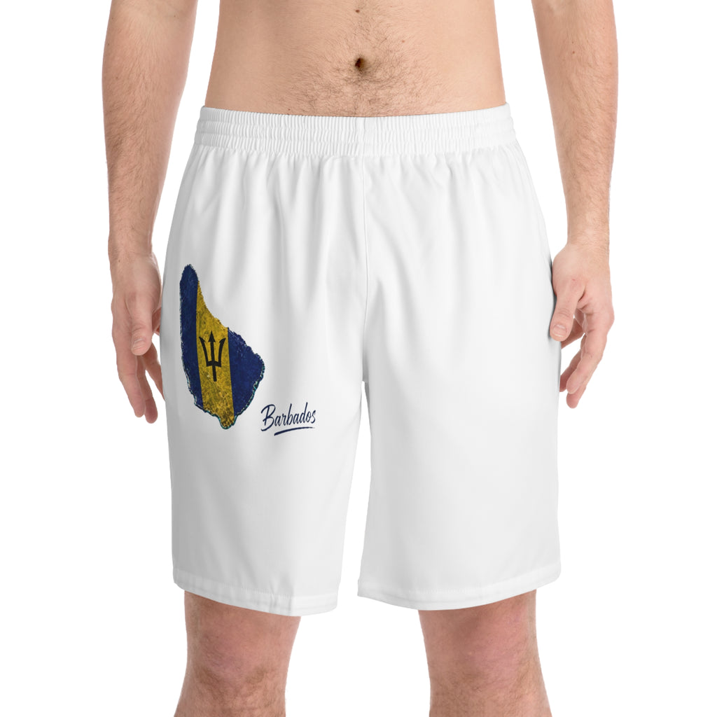 Barbados Flag Beach Shorts — Men's Island Swim Trunks