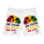 One Station One Culture One Love Men Swim Shorts — Rasta Palm Beach Trunks