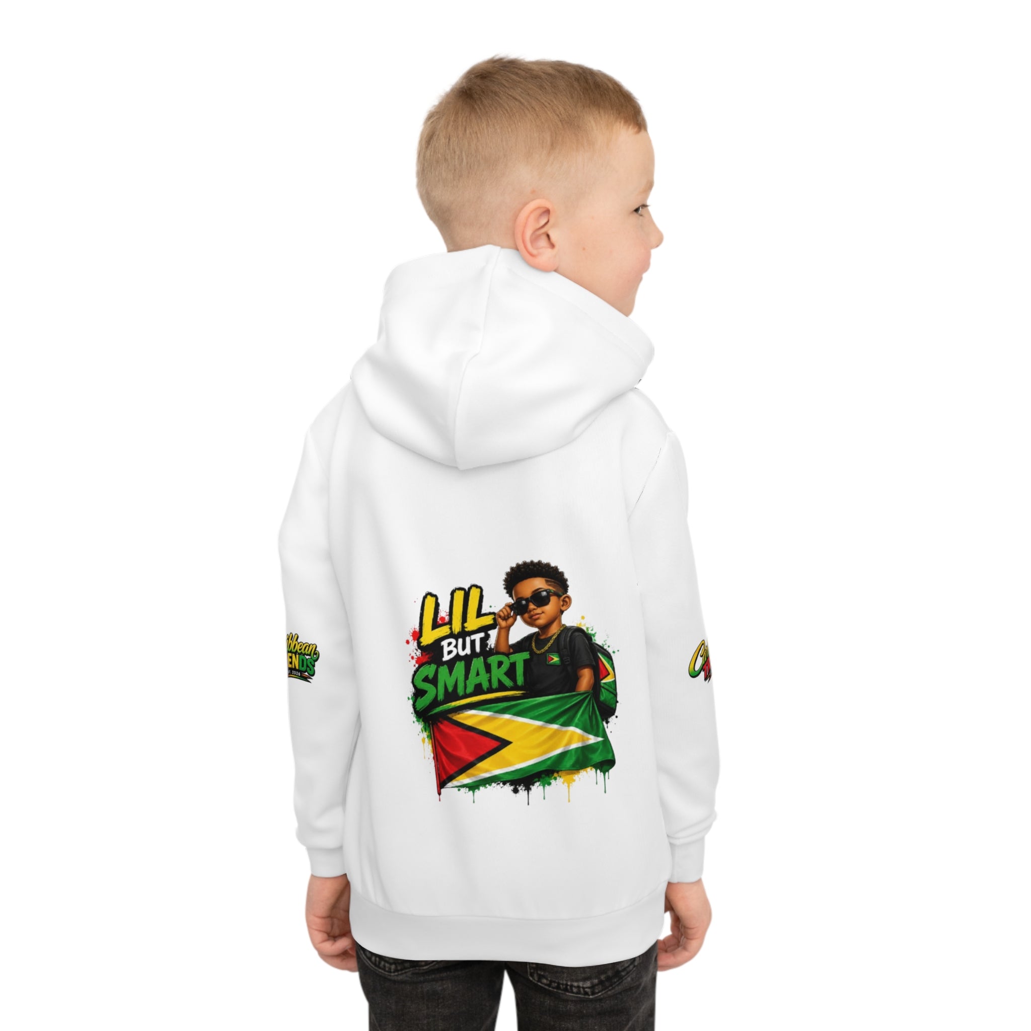 Kids Hoodie — "Lil But Smart" Jamaican Flag Graphic Children's Pullover