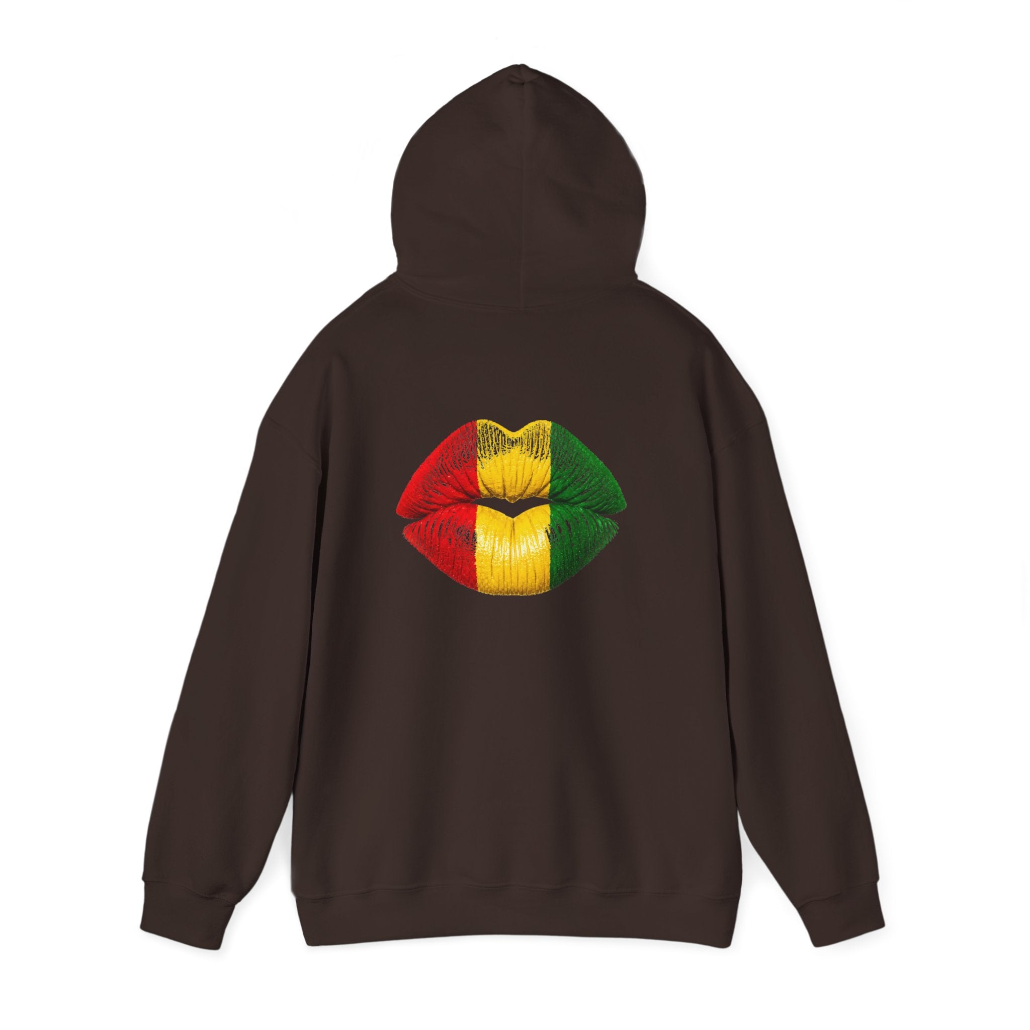 Flag Lip Print Hoodie — Ghana Flag Kiss Graphic Hooded Sweatshirt